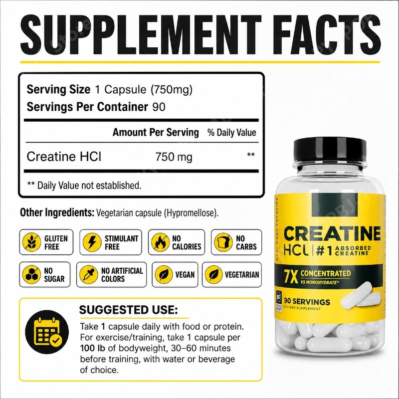 Kreatyna HCl 750mg 90 kapsułek – Nutrition Of Fitness recenzja i cena